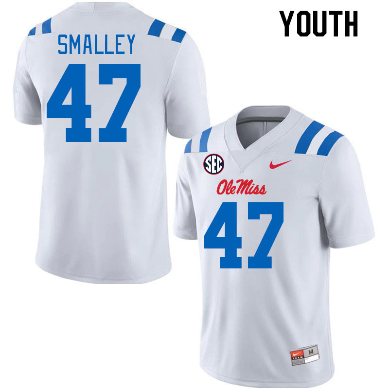 Youth #47 Wyatt Smalley Ole Miss Rebels 2024 New Uniforms College Football Jerseys Stitched-White